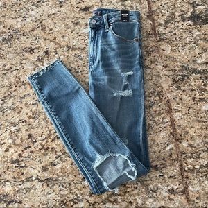 Ripped High Rise Super Skinny Jeans